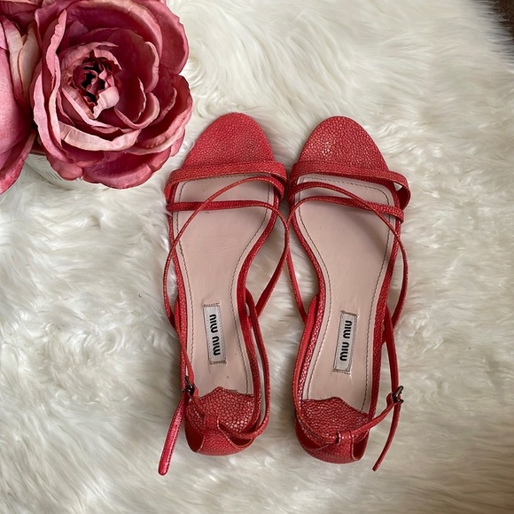 Miu Miu Leather Sandals - Picture 1 of 7